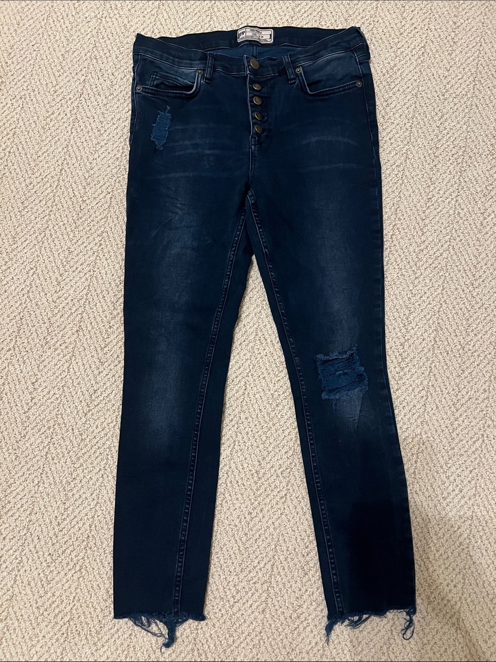 Free People Dark Indigo Distressed High-Rise Women’s Jeans